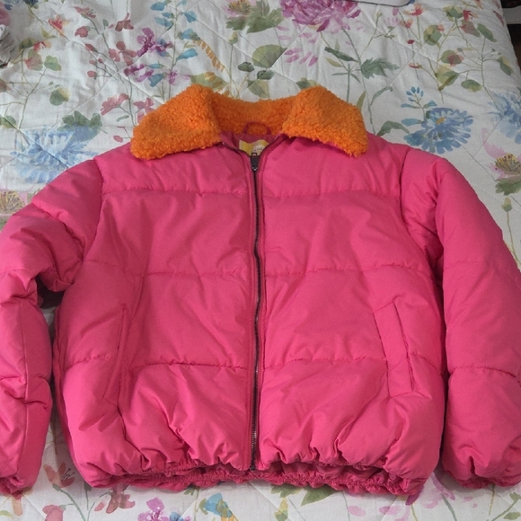 Urban Outfitters Pink Puffer with Orange Collar, Size S - Picture 7 of 7